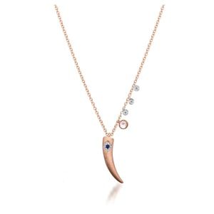Meira T Silver and Diamond Evil Eye Horn Necklace with Off-Centered Side Charms
